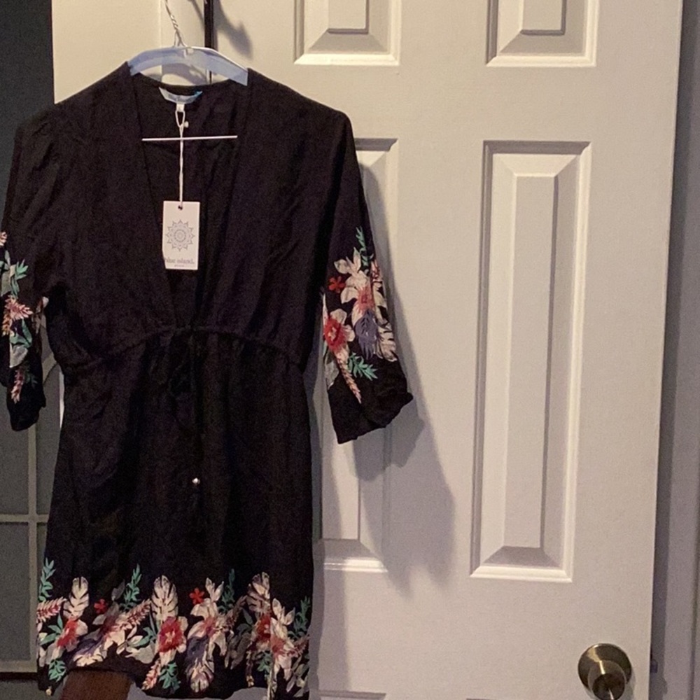 Blue Island Black V-Neck Bell Sleeve Sundress